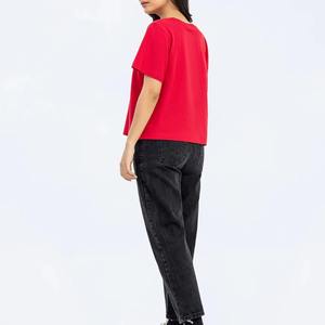 Women's Short Sleeve Cotton Jersey T-Shirt Casual Solid Color Regular Fit Knitted Plain Dyed <b>Top</b> - Product Image 4