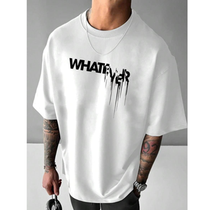 Camiseta Blanca de Algodón para Hombre con Estampado Personalizado, Manga Corta, Estilo Casual, Diseño con Logotipo Frontal, Tejido Transpirable - Product Image 1