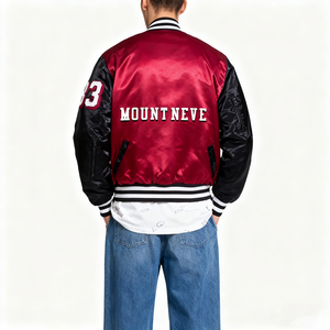 Chaqueta Bomber Deportiva Unisex Personalizada con Logotipo Bordado, Tejido Satinado, Ecológica, Resistente al Viento, Estilo Varsity de Béisbol y Baloncesto - Product Image 4