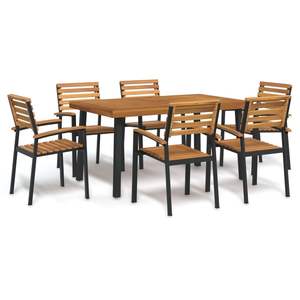 Set da Pranzo da Esterno in Legno Massello di Acacia e Metallo a 7 Pezzi - Elegante Arredamento per Patio - Product Image 1