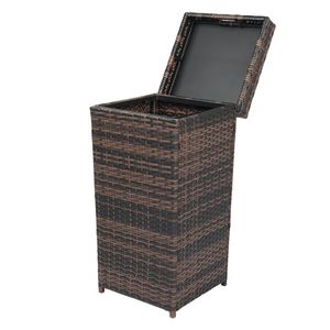 Cestino per Rifiuti in Rattan Marrone Sfumato con Coperchio e Telaio in Ferro per Uso Interno/Esterno - Capacità 240L - Product Image 1