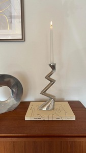 <b>Night</b> Edit Candle <b>Stand</b> Durable Home Decoration Metal Candle Holder Tall Textured Base White Candle Included - Product Image 5
