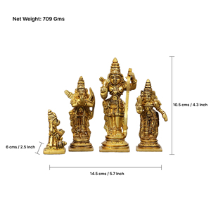 Juego de Esculturas de Dioses Hindúes Hechas a Mano en Latón, Figura de Ídolo en Tono Dorado, Decoración para el Hogar, Decoración para Templos - Product Image 2