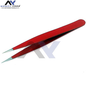 Pinzas para Extensión de Pestañas con Punta Roja, Instrumentos de Belleza de Acero Inoxidable, Pinzas para Extensión de Pestañas de Marca Privada, Juego de 2 Piezas - Product Image 3