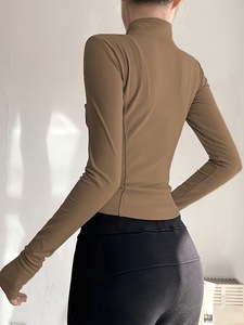 Womens High Performance Yoga <b>Jacket</b> Athletic <b>Workout</b> Gym Running Fitness Wear Custom Logo OEM ODM Private Label Wholesale - Product Image 2