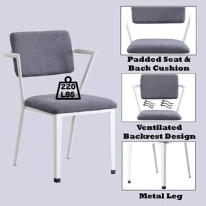 Sedia da Ufficio Industriale in Tessuto Grigio con Finitura Bianca - Product Image 4