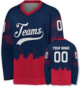 Ropa de Hockey sobre Hielo Personalizada para Hombre, Cuello Redondo, Manga Larga, Malla Sublimada Transpirable, Logotipo Frontal, Talla Adulto - Product Image 5