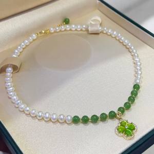 Collar de Perlas Naturales de Agua Dulce con Colgante de Calcedonia, Conjunto de Joyería con Cuentas de Moda para Regalo del Día de la Madre - Product Image 2