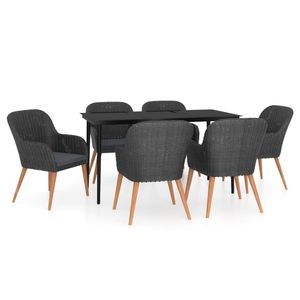 Set da Pranzo da Giardino Nero per 6 Persone, Arredamento da Esterno Resistente alle Intemperie, Design Contemporaneo - Product Image 2