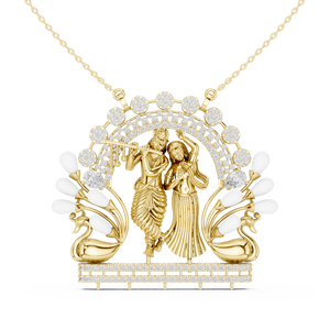 14K สีเหลืองทอง Radha krishna สร้อยคอเพชรเชื่อมโยงห่วงโซ่การเชื่อมโยงทางจิตวิญญาณเครื่องประดับสำหรับผู้หญิงของขวัญงานแต่งงาน - Product Image 1