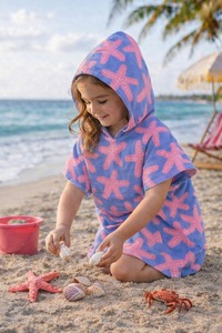 100% Cotton Customizable Unisex Baby <b>Poncho</b> Soft Breathable Hooded Baby Cover Up Lightweight Gentle Everyday Comfort - Product Image 5