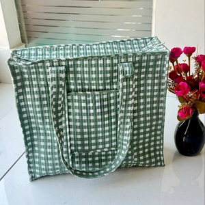 Bolso Tote de Algodón Acolchado de Inspiración Vintage para Mujer, Diseño Floral Grande, Cierre Abierto para Uso Diario, Trabajo, Compras, Viajes - Product Image 1