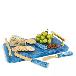 Bandeja de servir de metal con acabado dorado Marble Bass, bandeja metálica para servir en el hogar, hoteles, restaurantes y bares. - Product Image 2