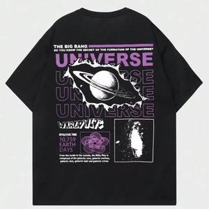 Camisetas 100% Transpirables, Casuales, Estilo Hip Hop, Holgadas, con Estampado del Universo Big Bang - Product Image 1