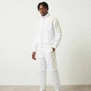 Custom Logo <b>Men's</b> <b>White</b> Nylon Tracksuit 2 Piece Set Vintage Streetwear Windbreaker <b>Jacket</b> Jogger Pants - Product Image 4