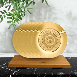 6 placas completas de acero inoxidable con revestimiento PVD dorado y platos y placas brillantes de firma láser - Product Image 1