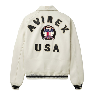 Unisex Premium for Cowskin Avirex <b>Jacket</b> Streetwear Canvas <b>Winter</b> Front <b>Leather</b> Coat Casual Outerwear - Product Image 2