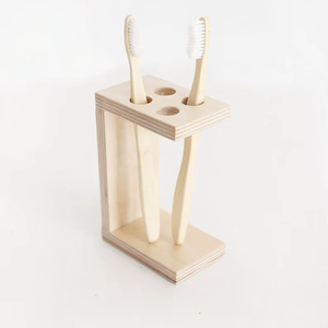 Support de brosse à dents en bois naturel pour enfants et adultes, accessoires de salle de bain, rangement et nettoyage facile - Product Image 1