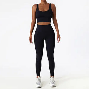 Conjunto de leggings y sujetador deportivo de alta resistencia, producto de moda, recién llegado, conjunto de leggings y sujetador de yoga con logotipo personalizado OEM para mujer - Product Image 3