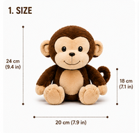 Boneka Monyet Plushie Bordir, Mainan Lembut Isi Kapas PP, Lapisan Bulu Kelinci, Merek Divyas untuk Anak Usia 2-13 Tahun
