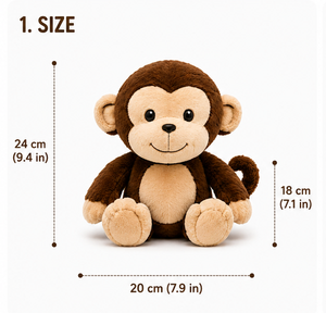 Peluche de Mono, Muñeco de Peluche Suave, Juguete de Peluche de Animal Adorable, Juguete de Peluche para Abrazar, Regalo para Niños y Bebés, Decoración - Product Image 2