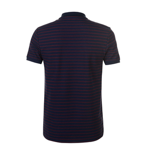 Polo en tricot rayé pour homme, manches courtes, décontracté, motif noir et rouge, coupe classique, disponible à la vente - Product Image 3