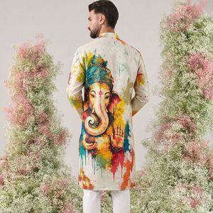 Carnival Special <b>Men's</b> Cotton <b>Kurta</b> Heavy Crochet Sequin Work Premium Festive Ethnic Wear Quick Dry Royal Export for Wedding - Product Image 4