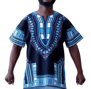 Vêtements pour hommes, prix de gros, service OEM personnalisé, faible MOQ, t-shirts Dashiki africains, design batik d'été, chemises Dashiki respirantes - Product Image 1