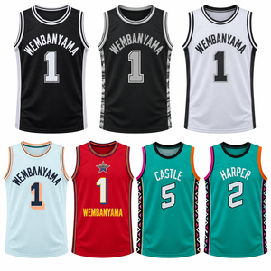 Maillot de basket personnalisé bleu sarcelle sans manches en mesh avec bordure blanche et grise, respirant, uniforme de sport - Product Image 1