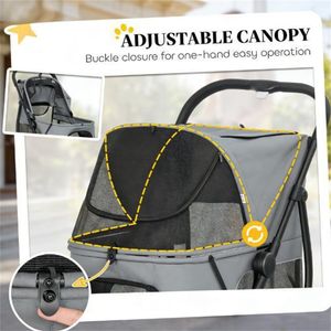 Poussette pour animaux de compagnie grise facile à transporter, poussette pour chien pratique pour les voyages - Product Image 3