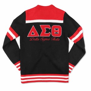 เสื้อสเวตเตอร์คอวี Zeta Phi Beta Sorority แบบสวมหัว - สีขาว/น้ำเงิน ปักลายตัวอักษรกรีก ZPB สำหรับผู้หญิง ขอบเสื้อแบบริบ พรีเมียม - Product Image 4