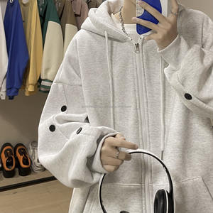 Sudaderas con Capucha Extra Grandes con Logotipo Personalizado, Sudadera con Cierre de Cremallera y Botones a Presión, Sudadera con Capucha de Algodón para Hombre, Sudadera con Cierre Completo, Fabricantes - Product Image 3