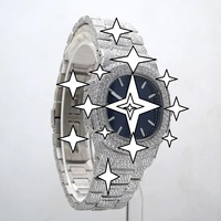Montre élégante de luxe à mouvement automatique en acier inoxydable avec cadran en cristal, 41 mm, analogique-numérique, style Hip Hop glacé, avec moissanite et pièces de monnaie de collection