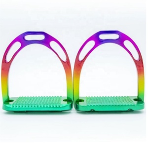 Ensemble de tapis de selle en coton tie-dye arc-en-ciel Tough Tack, protège-pattes, protège-encoches, moustiquaire pour chevaux, étriers en aluminium pour l'équitation - Product Image 4