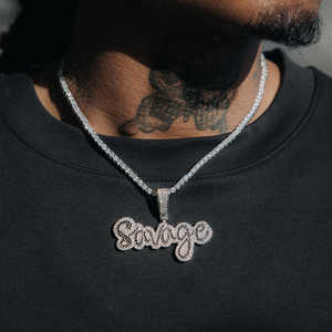 Colgante personalizado con nombre, estilo hip hop, de plata 925, doble capa, con diamantes de moissanita, para hombre. - Product Image 5