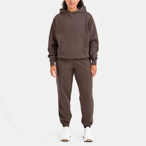 Premium Quality Wholesale Customized Printing Logo Women's Solid Hooded Casual Tracksuit Heavyweight Breathable OEM Supply - Product Image 1