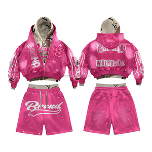 Conjunto de Sudadera con Capucha y Pantalones Cortos de Felpa de Algodón Grueso Personalizado para Hombre, Estilo Urbano, de Alta Calidad - Product Image 4