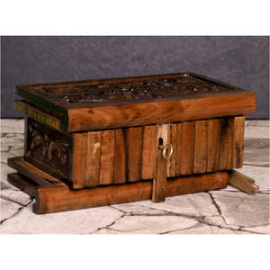 Caja de Regalo de Madera Vintage con Diseño de Cofre Pirata, Caja de Almacenamiento Decorativa de Madera Contrachapada con Corte Láser, Mini Joyero para Decoración del Hogar - Product Image 5