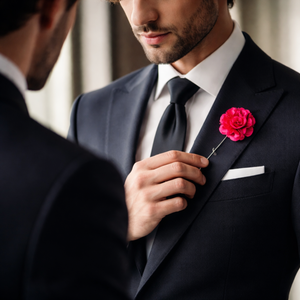 Elegante Pin de Solapa con Flor para Hombre |   Broche de Metal Esmaltado Duradero para Boutonnière |   Flor de solapa para traje de novio, pin para blazer de fiesta - Product Image 4