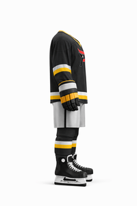 Maillot de hockey sur glace pour homme, manches longues, col en V, impression sublimée, 100% polyester, évacuation de l'humidité, vêtements de sport d'hiver - Product Image 2