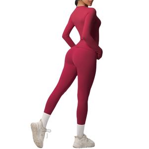 Conjunto Deportivo de Dos Piezas para Mujer, Camiseta de Manga Larga para Gimnasio y Fitness, Pantalones de Yoga de Cintura Alta, Leggings - Product Image 5