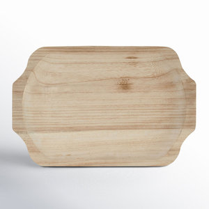 Grand plateau de service rond en bois Art Déco avec poignées pour table basse de style farmhouse et décoration intérieure - Product Image 3