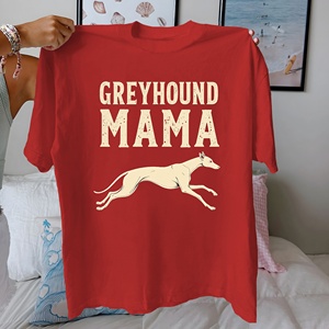 GREYHOUND MAMA Diseño vintage 100% Camiseta de algodón para mujer Estilo casual de ajuste cómodo con patrón impreso - Product Image 4