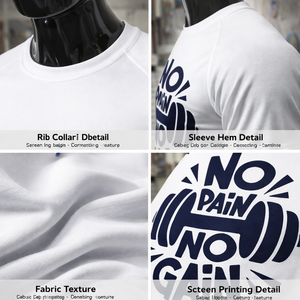 Camiseta de gimnasio para hombre, camiseta con estampado gráfico No Pain No Gain, transpirable, de secado rápido, atlética, para entrenamiento de culturismo - Product Image 6