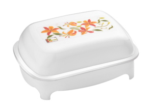 Porte-savon en plastique blanc avec motif floral, accessoire de salle de bain facile à nettoyer - Product Image 3