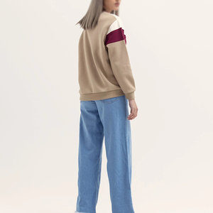 Sudadera de cuello redondo con bloques de color para mujer, jersey de manga larga, top informal estilo streetwear, fabricante mayorista de ropa personalizada - Product Image 4