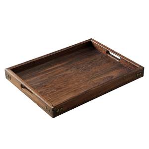 Bandeja rectangular moderna de madera de mango, construcción duradera, acabado natural, perfecta para servir desayuno y café. - Product Image 2