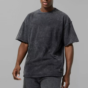 T-shirt homme délavé à l'acide en vente / T-shirt homme uni délavé à l'acide, longueur standard, 100% coton - Product Image 4