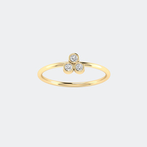 0.20CTW Round Bezel Three-<b>Stone</b> Setting Minimalist Ring - Product Image 5