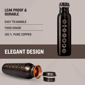 Black Copper Water Bottle and Glass Set Premium Drinking Set for Healthy Water <b>Storage</b> and Daily Use - Product Image 3